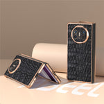 For Huawei Mate X5 5G Case Genuine Cow Leather+PC Non-Slip Electroplated Phone Cover