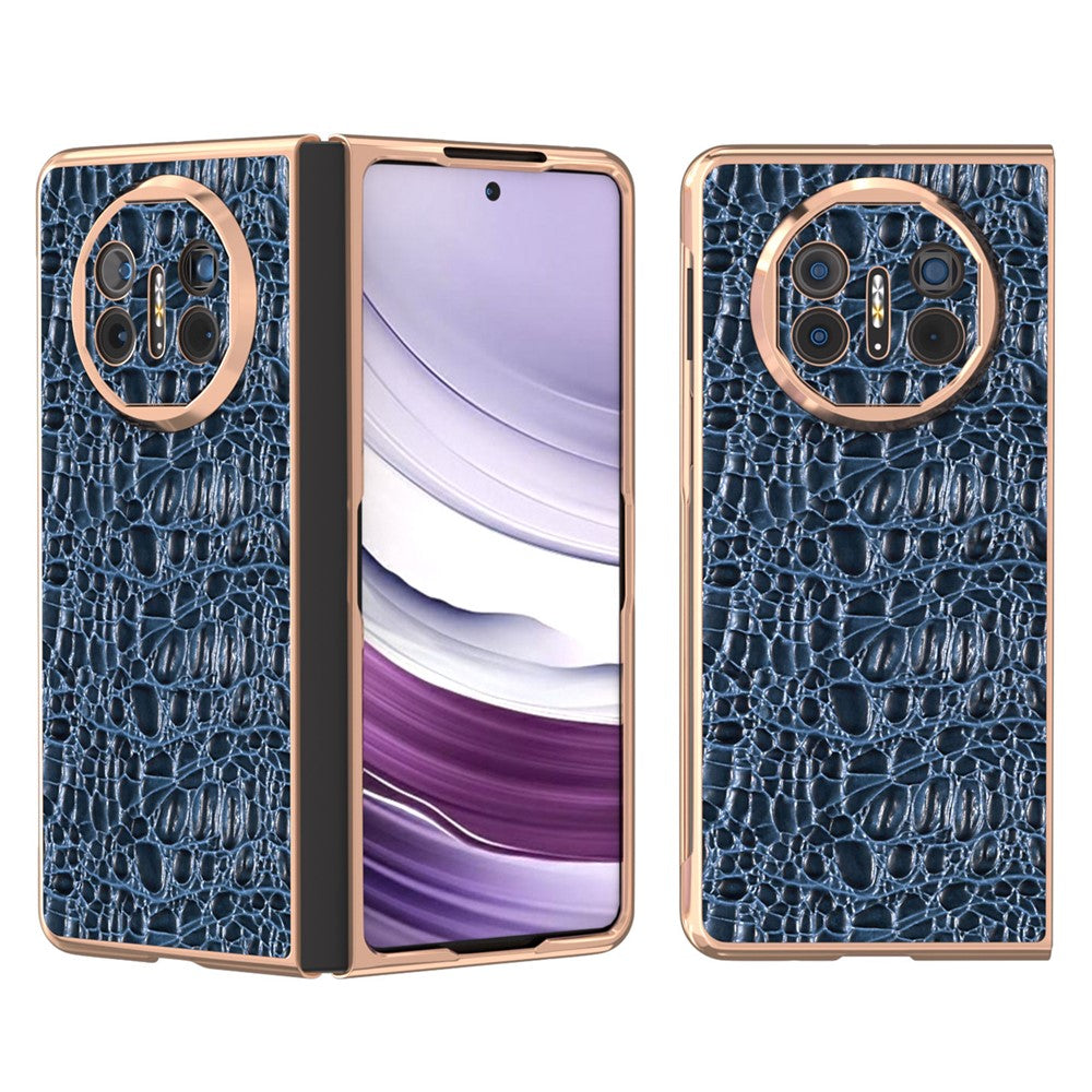 For Huawei Mate X5 5G Case Genuine Cow Leather+PC Non-Slip Electroplated Phone Cover