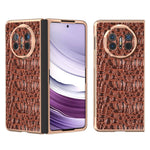 For Huawei Mate X5 5G Case Genuine Cow Leather+PC Non-Slip Electroplated Phone Cover