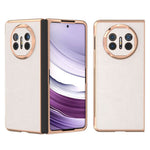 For Huawei Mate X5 5G Case Genuine Cow Leather+PC Electroplated Protective Phone Cover
