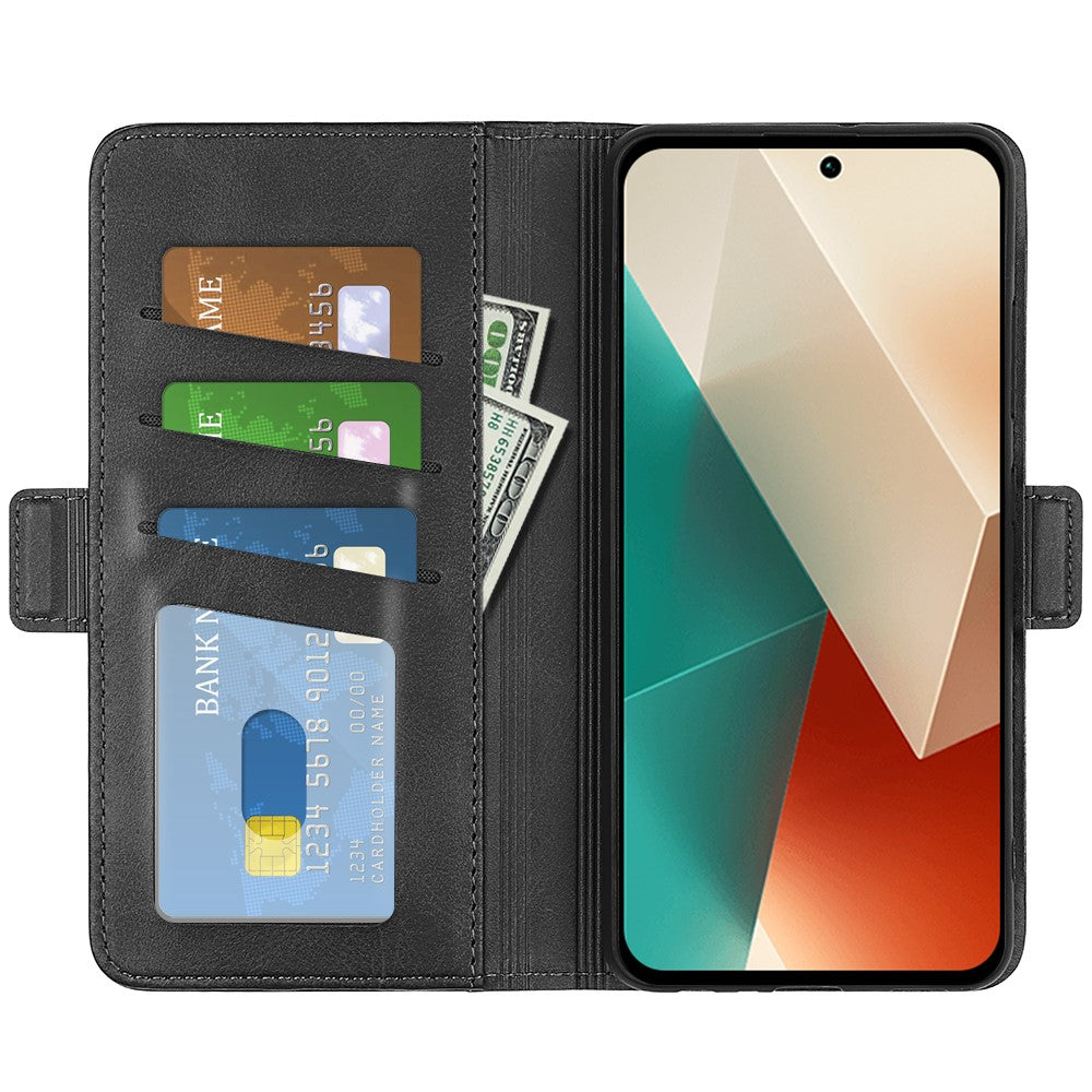 For Xiaomi Redmi Note 13 5G Case Stand Flip Calf Texture Phone Cover PU Leather Wallet Phone Shell