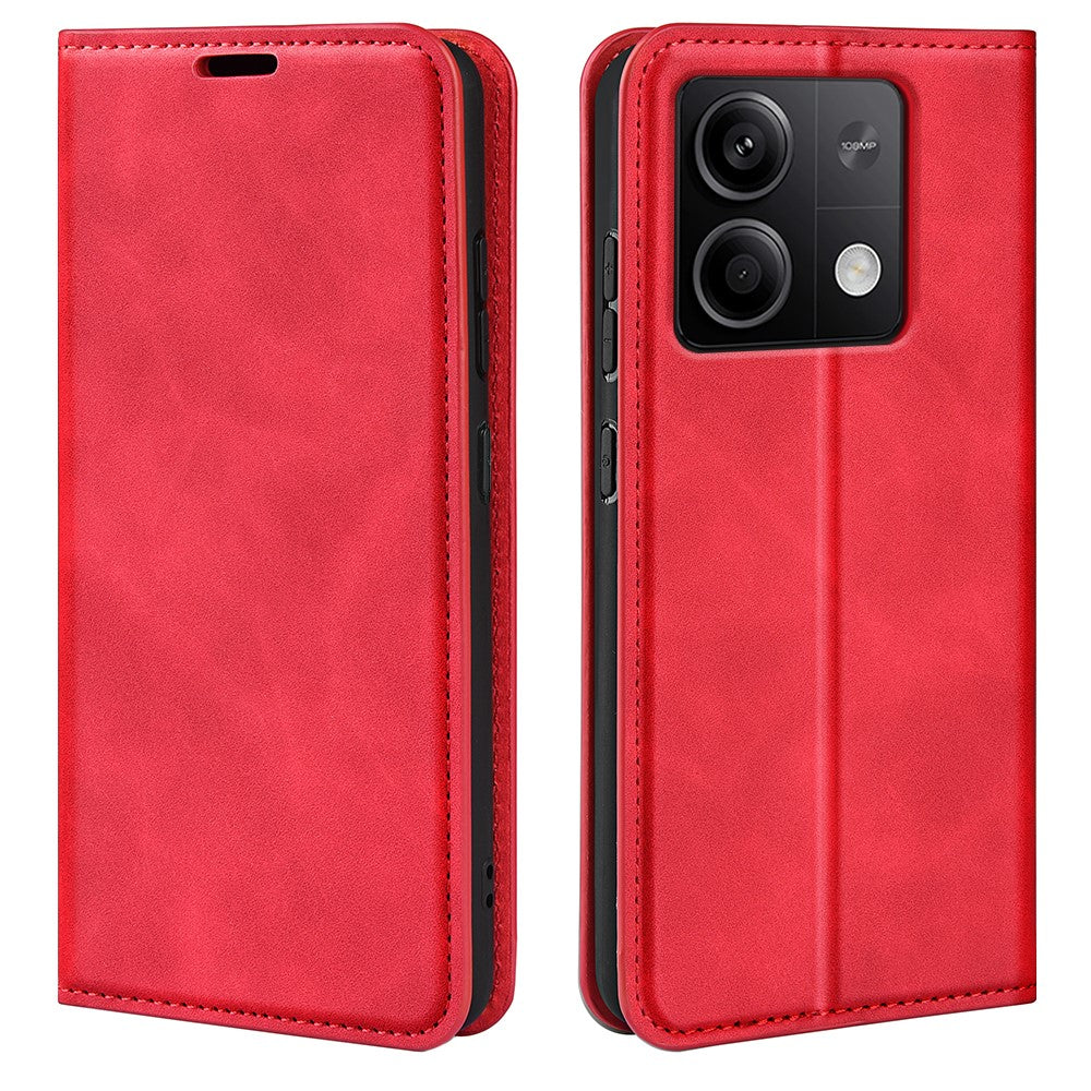 For Xiaomi Redmi Note 13 5G Cell Phone Case PU Leather Wallet Stand Phone Shell with Skin-touch Feeling