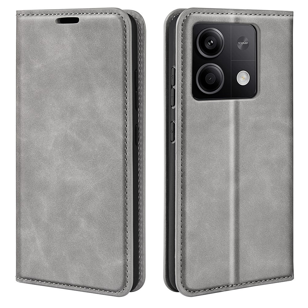 For Xiaomi Redmi Note 13 5G Cell Phone Case PU Leather Wallet Stand Phone Shell with Skin-touch Feeling