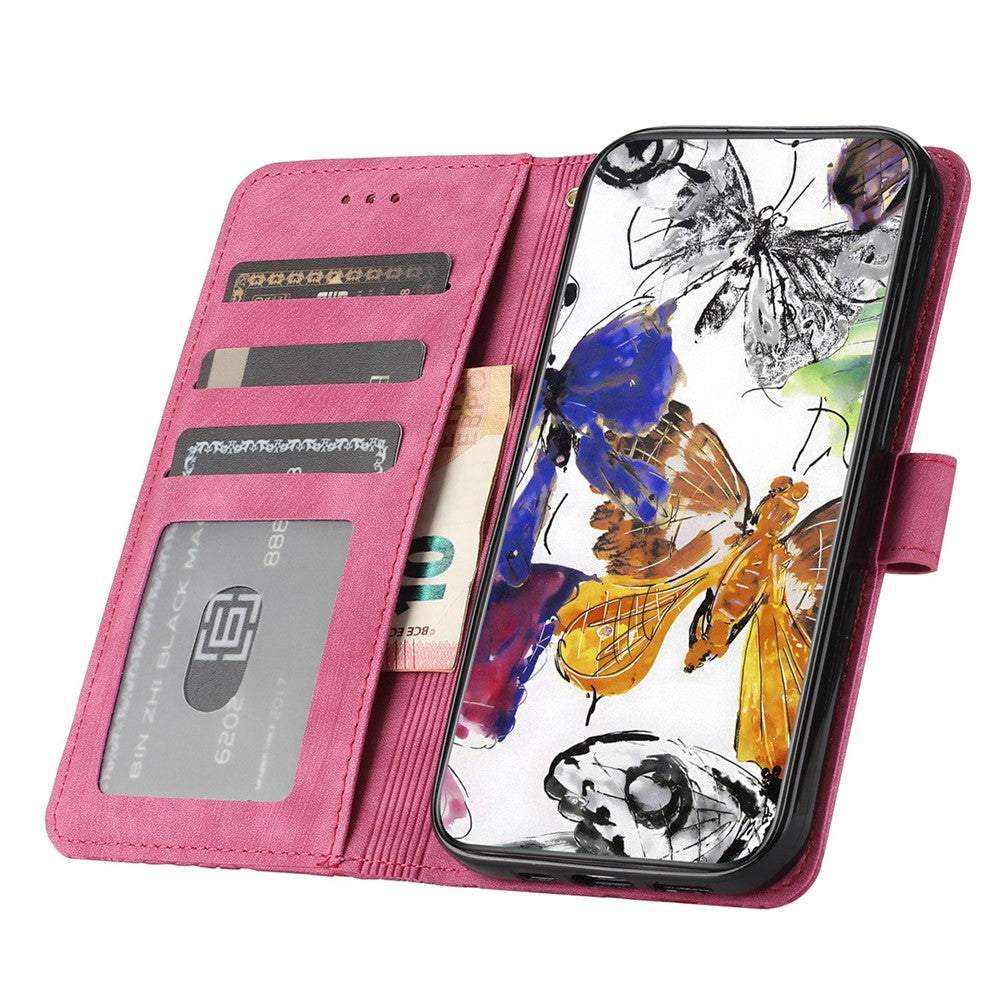 For Samsung Galaxy S24 Ultra Case Butterfly Imprinted PU Leather Wallet Phone Cover with Strap