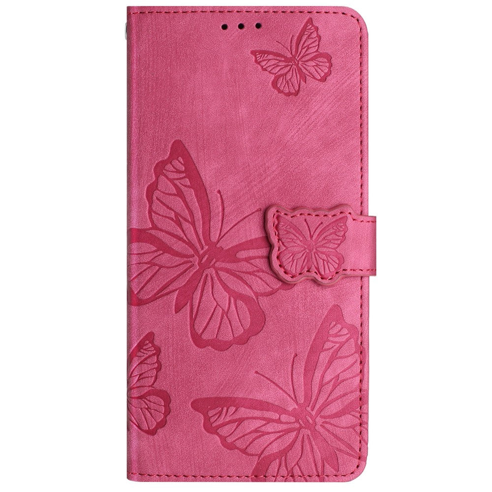 For Samsung Galaxy S24 Ultra Case Butterfly Imprinted PU Leather Wallet Phone Cover with Strap