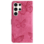 For Samsung Galaxy S24 Ultra Case Butterfly Imprinted PU Leather Wallet Phone Cover with Strap