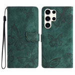 For Samsung Galaxy S24 Ultra Case Butterfly Imprinted PU Leather Wallet Phone Cover with Strap