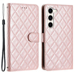 For Samsung Galaxy S24 Case Rhombus Stitching Line Phone Leather Cover with Stand