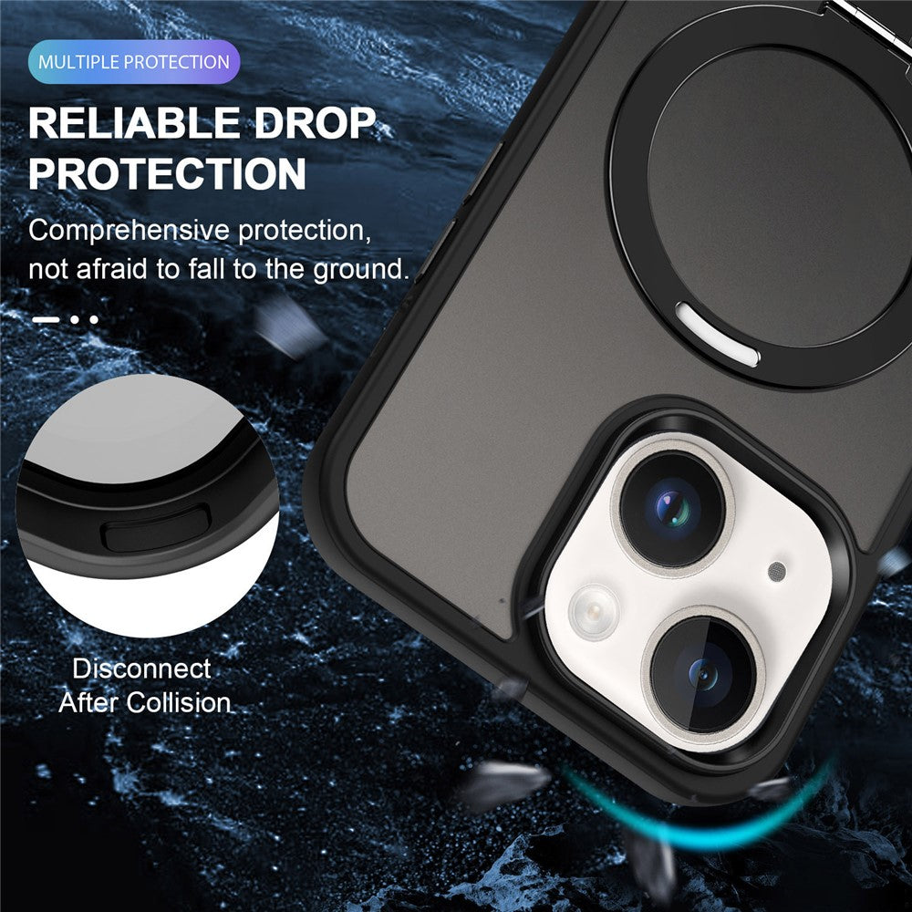 Til iPhone 15 Plus Cover Kompatibel med MagSafe PC+TPU Ring Kickstand Telefoncover