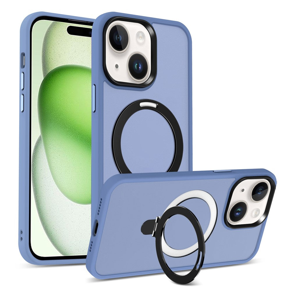 For iPhone 15 Plus Case Compatible with MagSafe PC+TPU Ring Kickstand Phone Cover