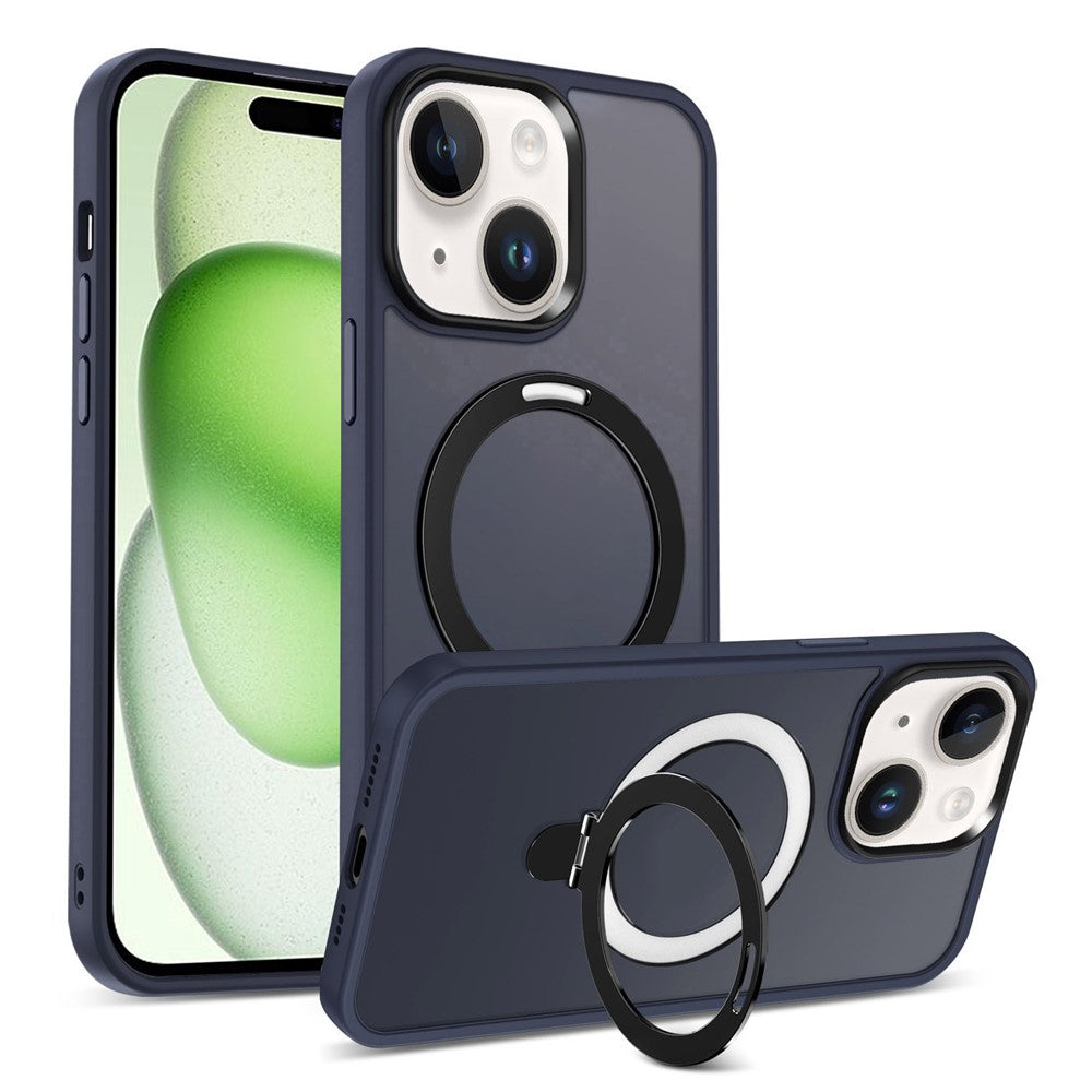 For iPhone 15 Plus Case Compatible with MagSafe PC+TPU Ring Kickstand Phone Cover