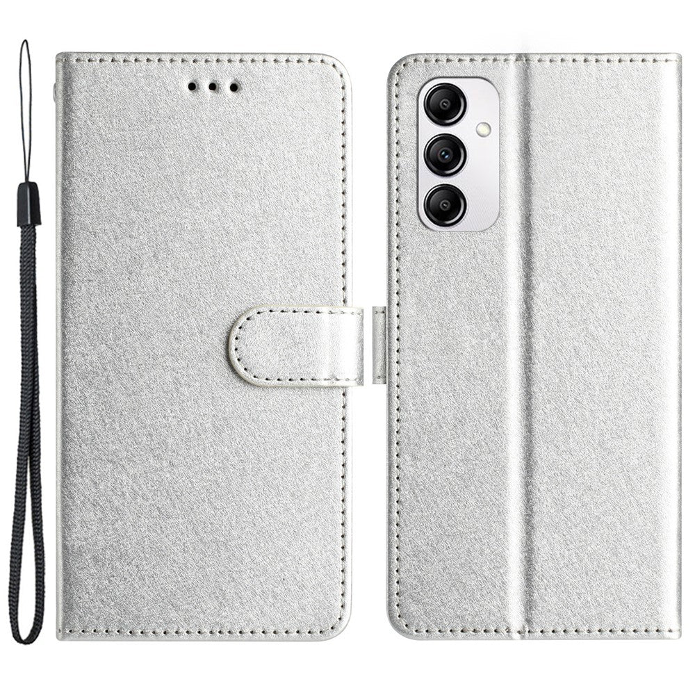 Phone Case for Samsung Galaxy A15 4G PU Leather Silk Texture Wallet Stand Cover with Strap