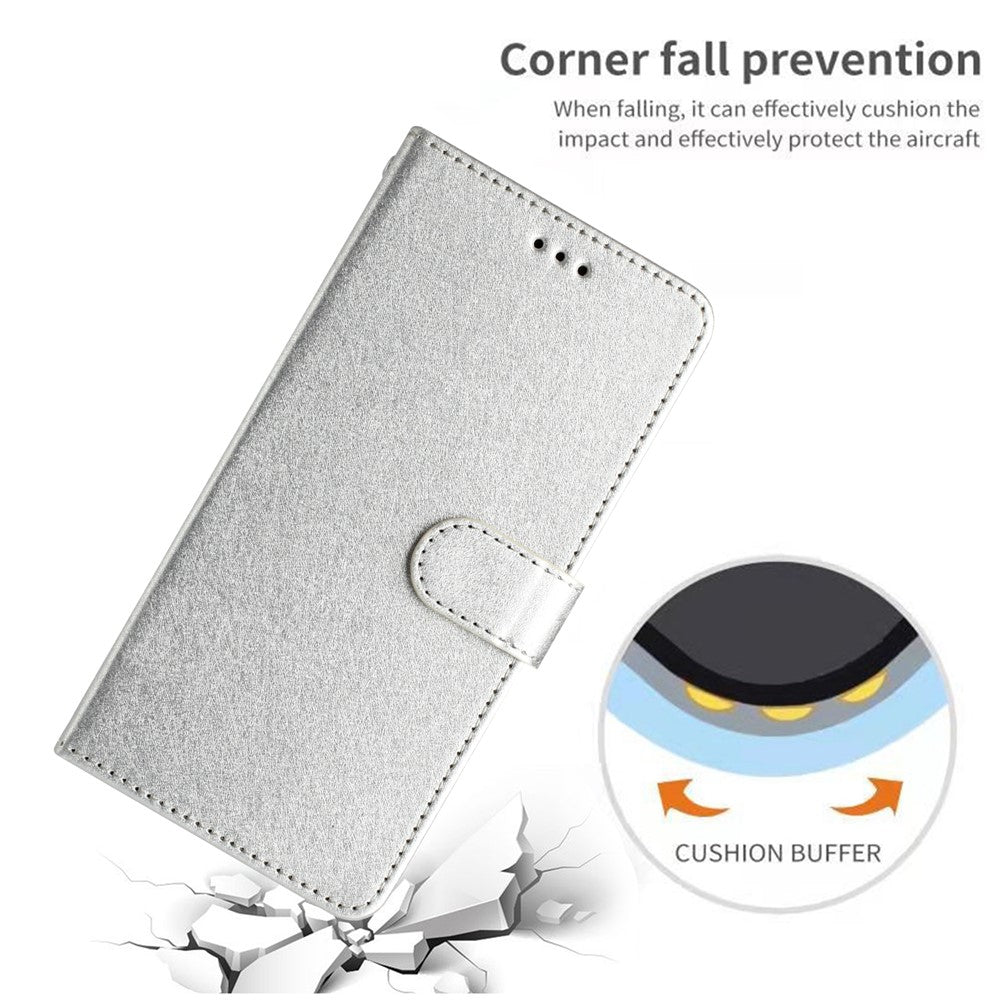 Phone Case for Samsung Galaxy A15 4G PU Leather Silk Texture Wallet Stand Cover with Strap