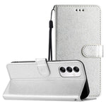 Phone Case for Samsung Galaxy A15 4G PU Leather Silk Texture Wallet Stand Cover with Strap
