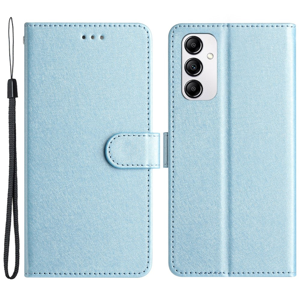Phone Case for Samsung Galaxy A15 4G PU Leather Silk Texture Wallet Stand Cover with Strap