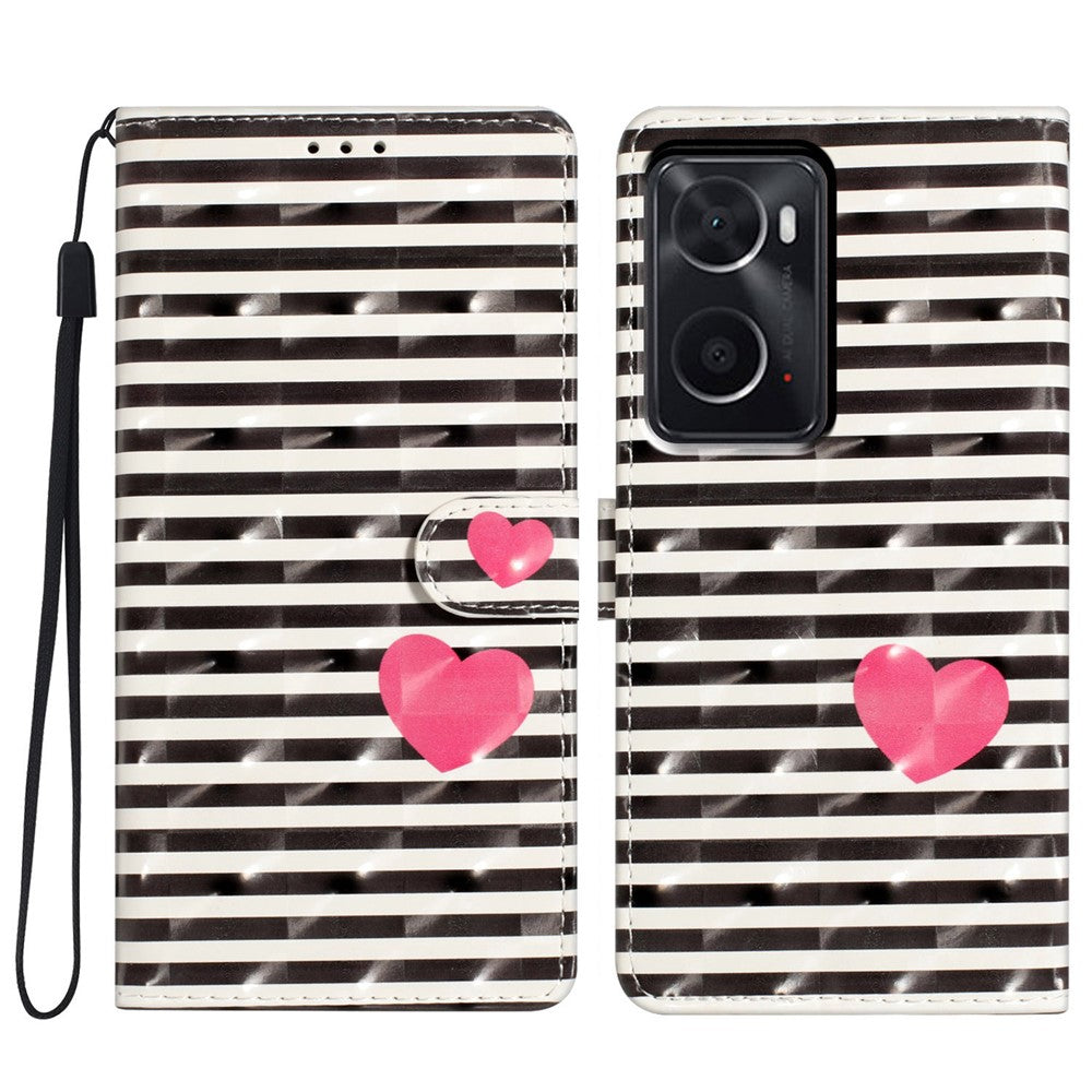 Til Oppo A76 / A36 / A96 4G / Realme 9i 4G etui PU læder 3D mønstret telefoncover