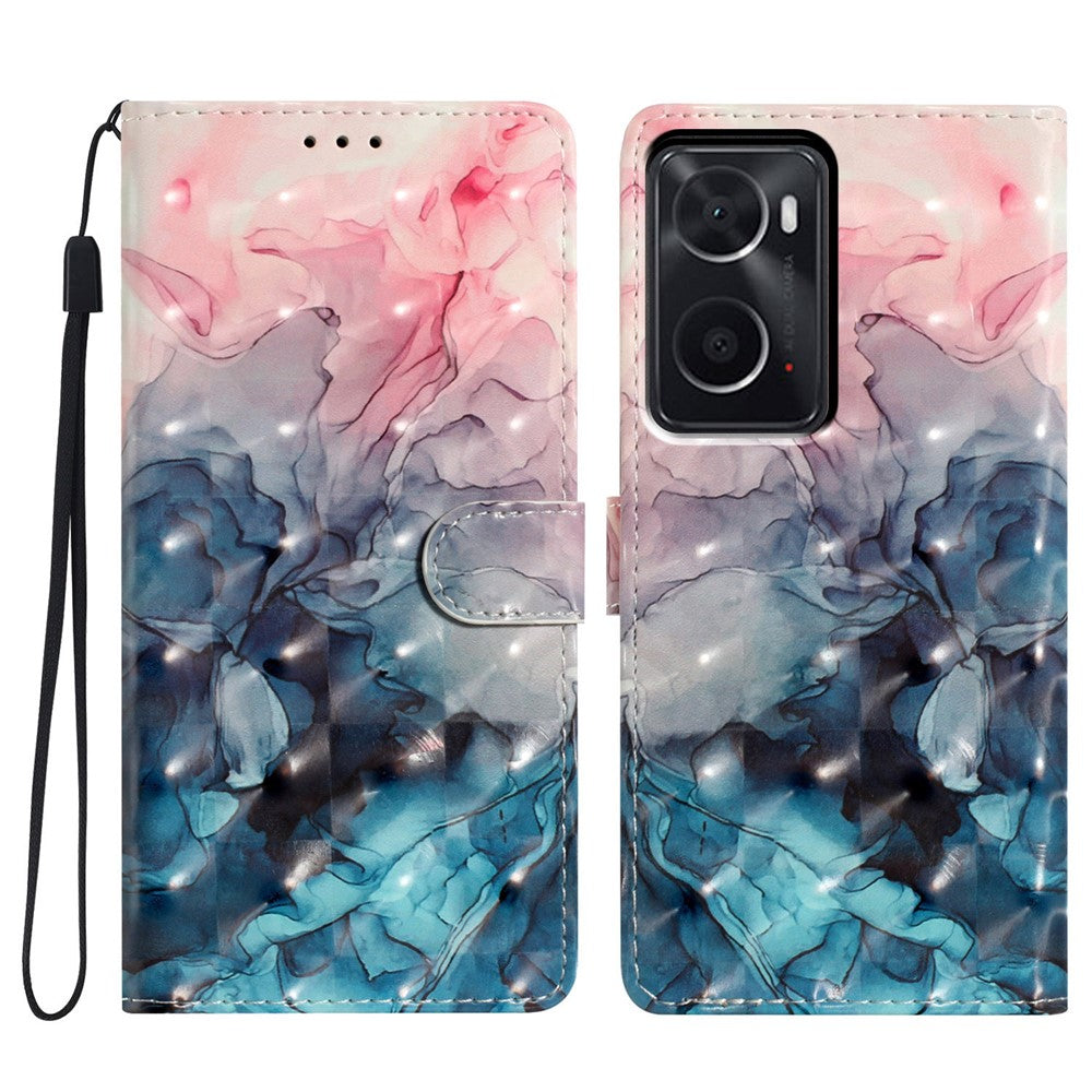Til Oppo A76 / A36 / A96 4G / Realme 9i 4G etui PU læder 3D mønstret telefoncover