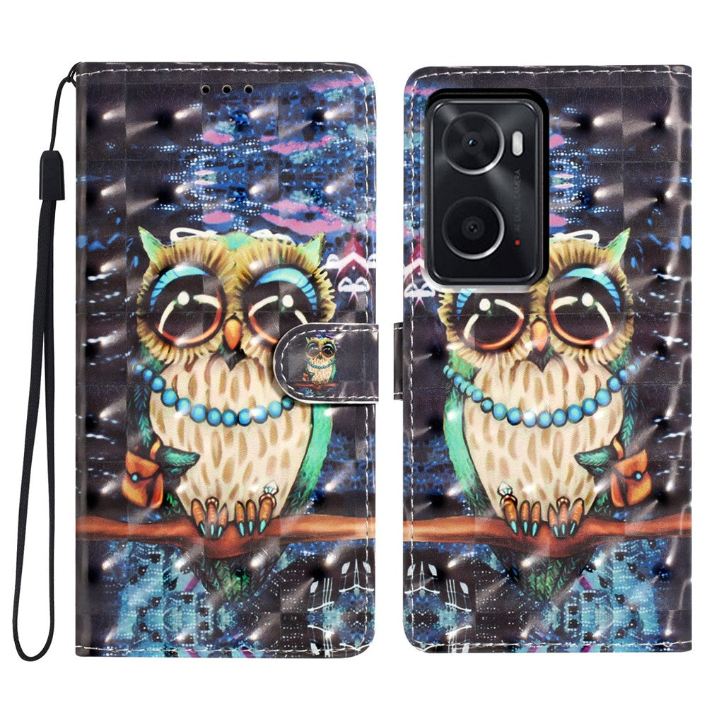 For Oppo A76 / A36 / A96 4G / Realme 9i 4G Case PU Leather 3D Pattern Phone Cover