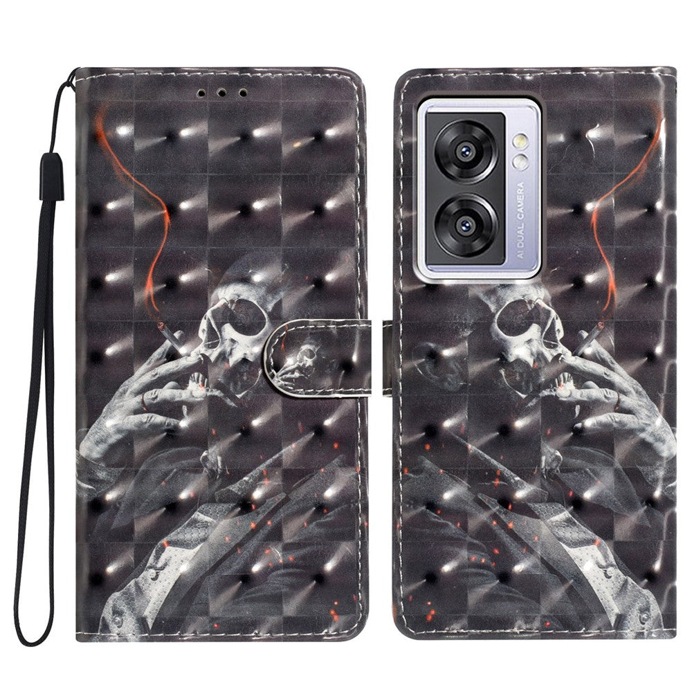 For Oppo A57 4G / A57 (2022) 5G / A77 5G Case 3D Pattern Printing Phone Leather Cover