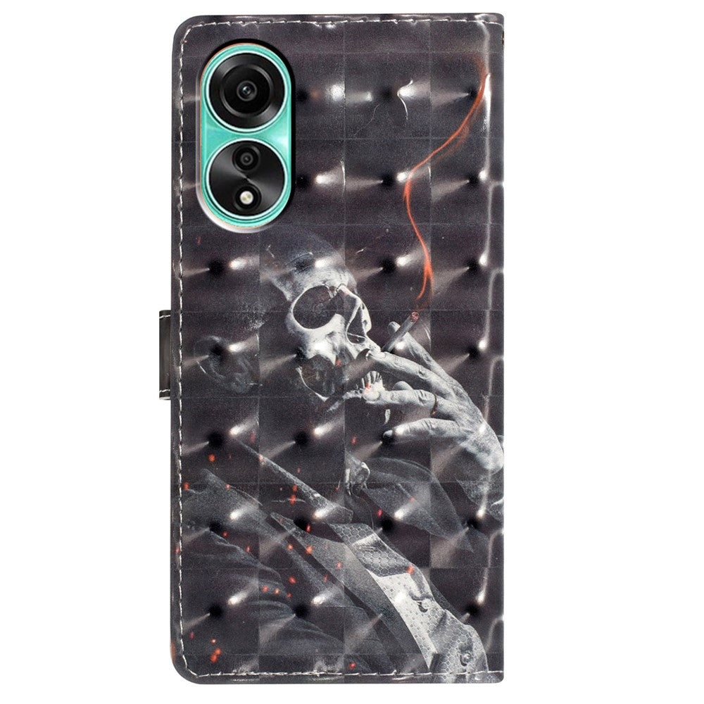 For Oppo A78 4G Case PU Leather Magnetic Closure 3D Pattern Phone Cover