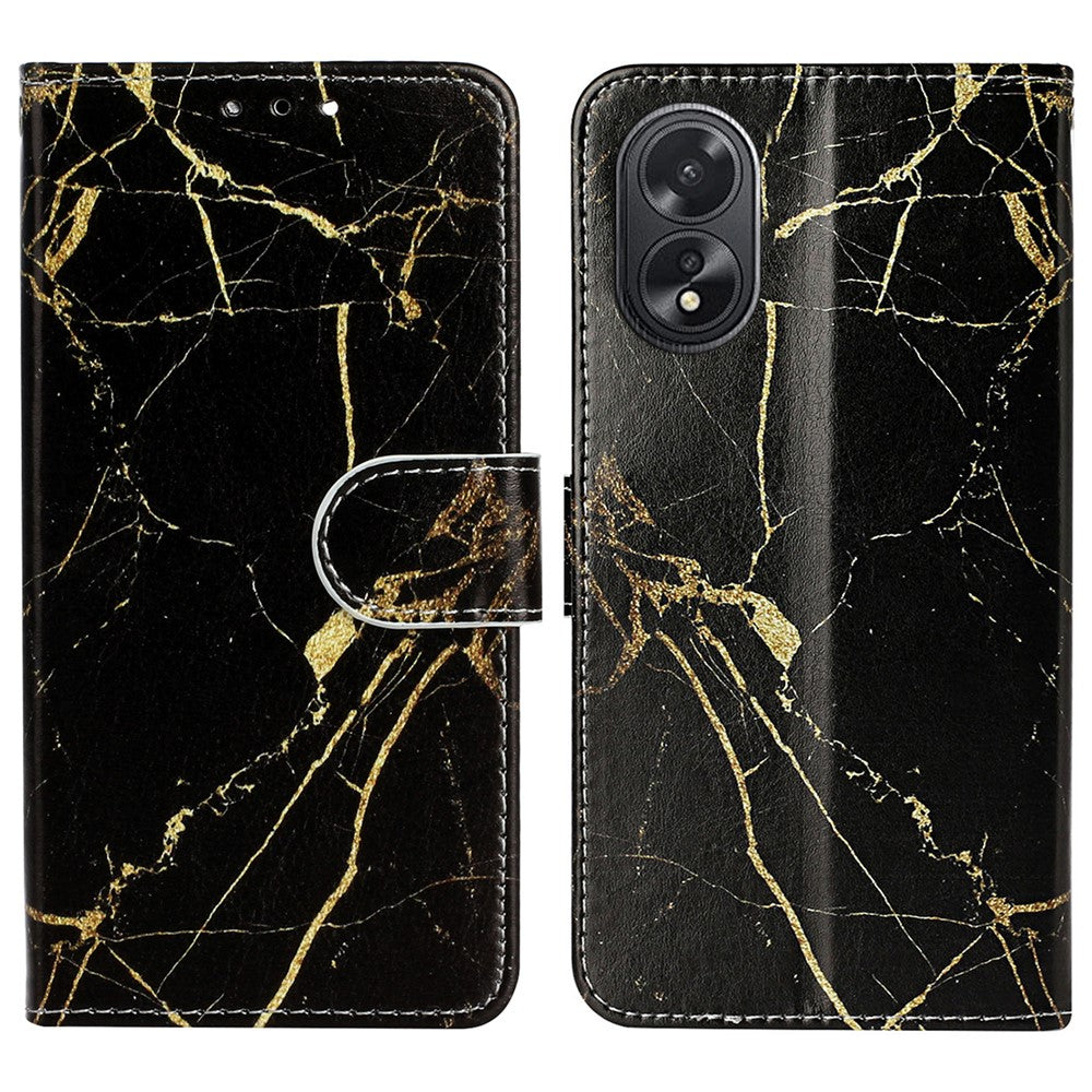 For Oppo A38 4G / A18 4G Case PU Leather Pattern Magnetic Folio Flip Phone Cover