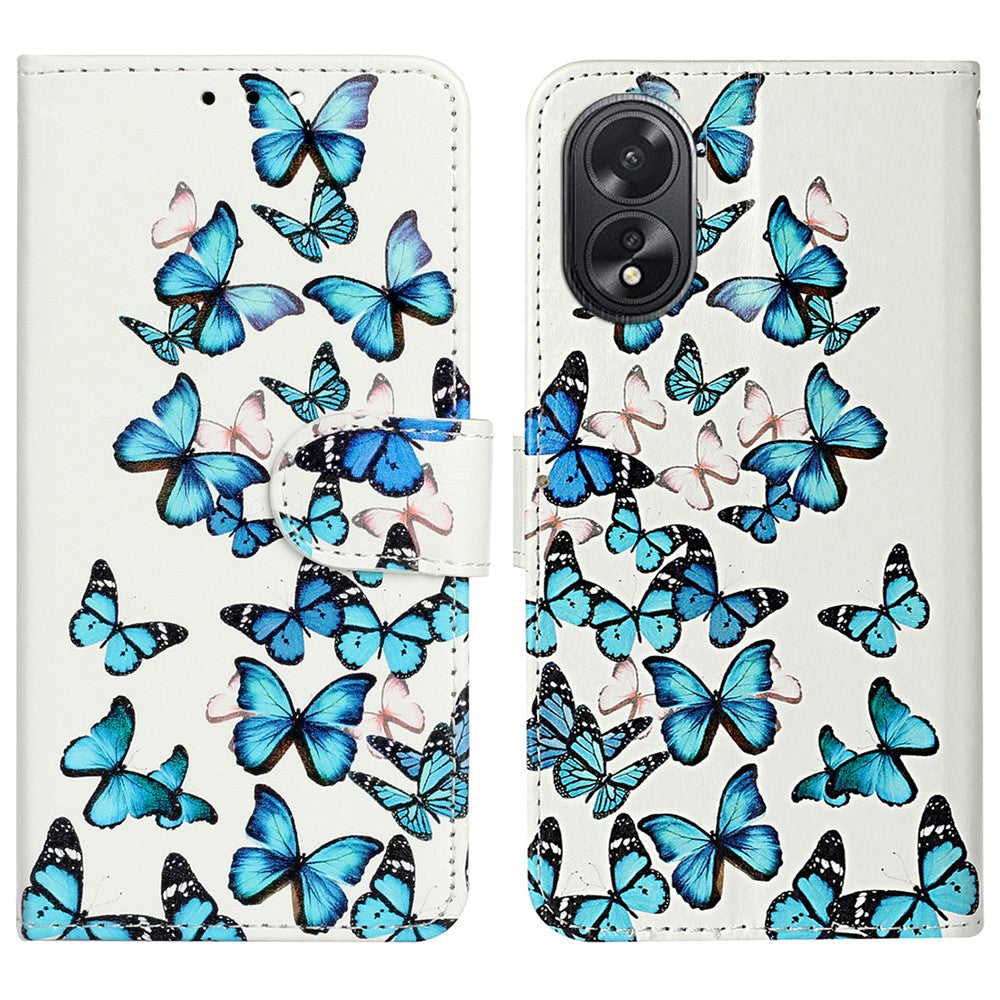 For Oppo A38 4G / A18 4G Case PU Leather Pattern Magnetic Folio Flip Phone Cover