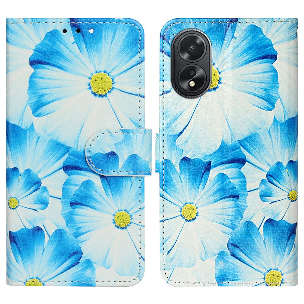For Oppo A38 4G / A18 4G Case PU Leather Pattern Magnetic Folio Flip Phone Cover