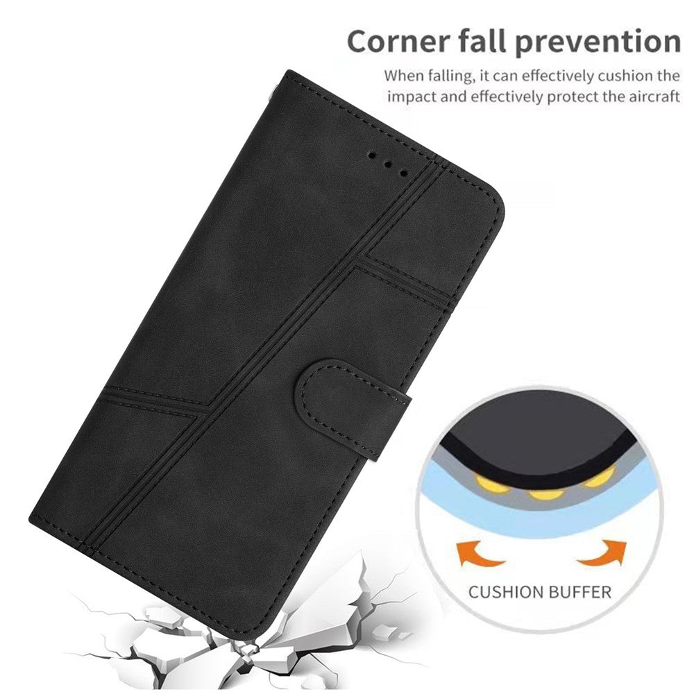 For Oppo A38 4G / A18 4G Case Lines Imprinted PU Leather Wallet Cover