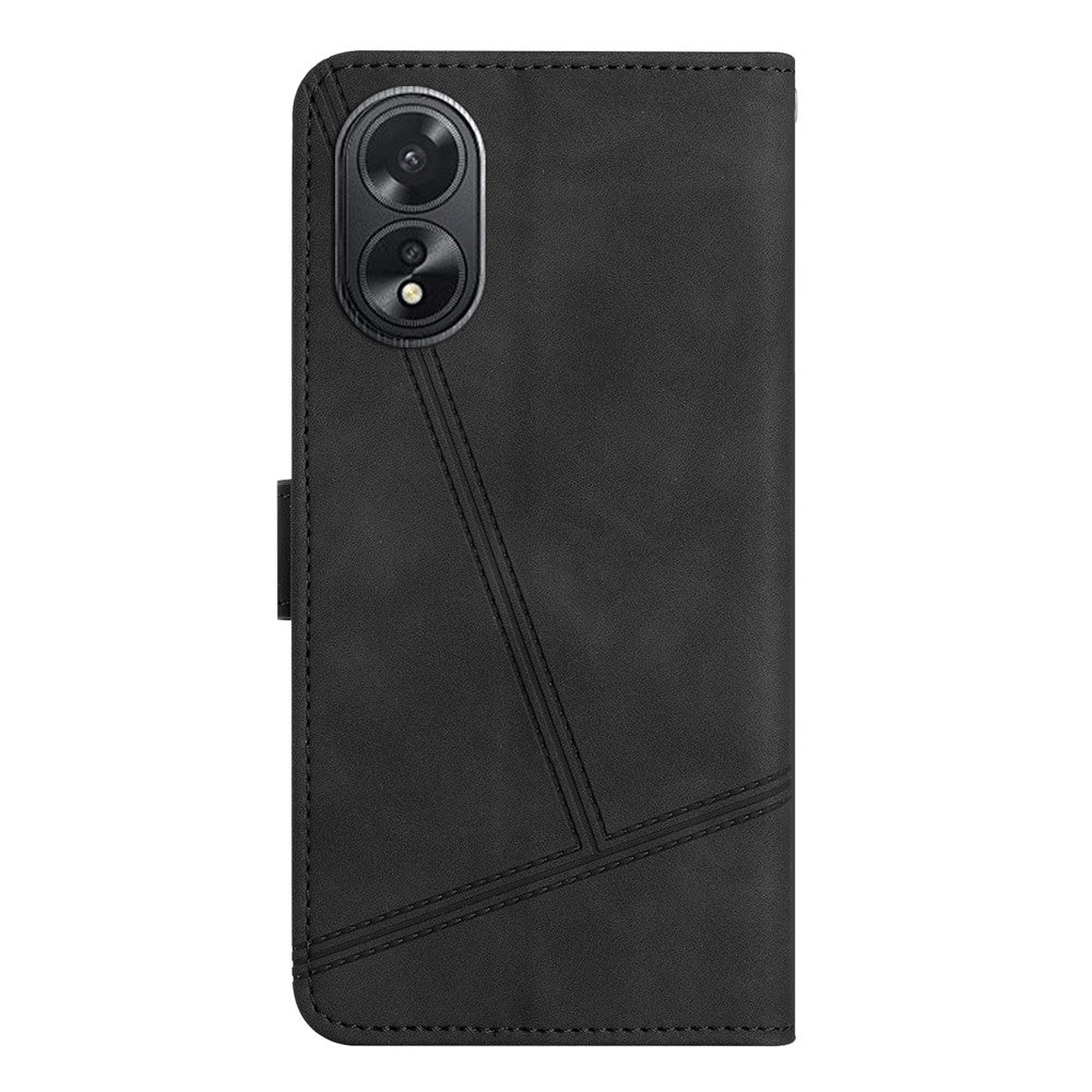 For Oppo A38 4G / A18 4G Case Lines Imprinted PU Leather Wallet Cover