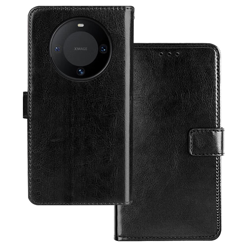 IDEWEI För Huawei Mate 60 Pro Skal Slim-Fit Crazy Horse Texture Läder mobilstativ Skal