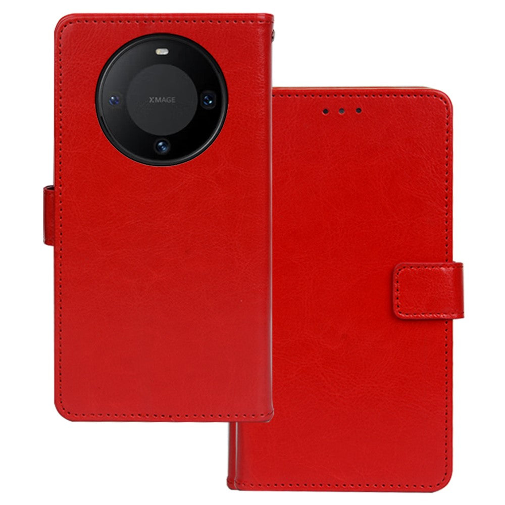 IDEWEI För Huawei Mate 60 Pro Skal Slim-Fit Crazy Horse Texture Läder mobilstativ Skal
