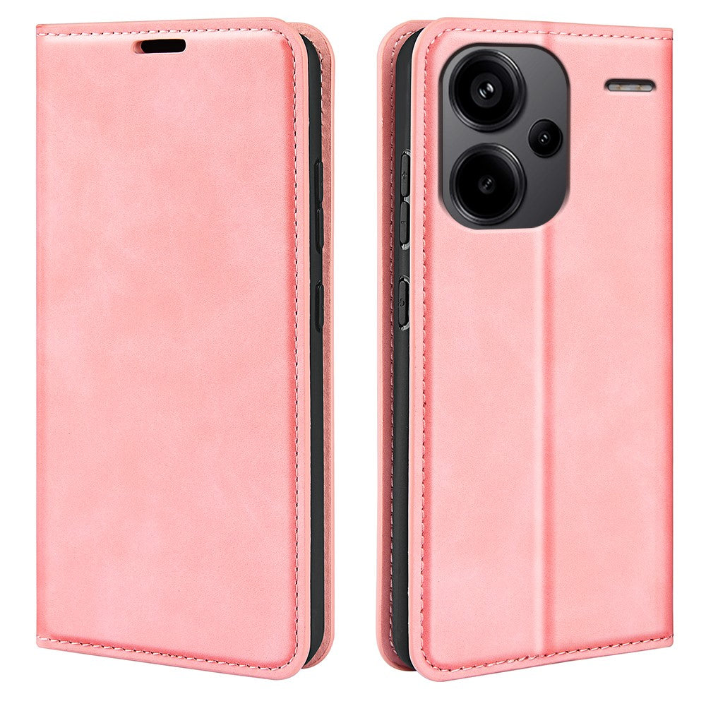 Xiaomi Redmi Note 13 Pro+ 5G-skal i PU-läder med hudkontakt, plånboksfodral