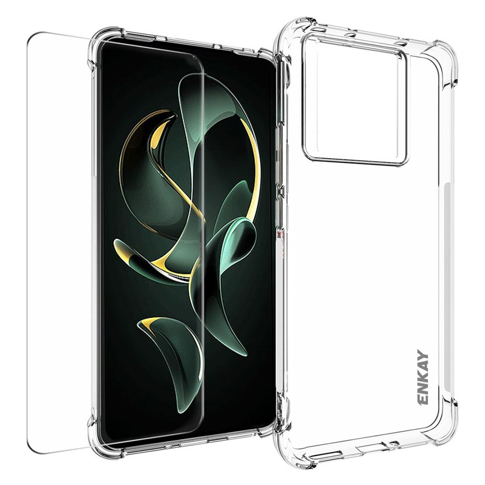 ENKAY HAT PRINCE-cover til Xiaomi 13T / 13T Pro / Redmi K60 Ultra, TPU-mobilbeskyttelse med høj aluminium-silicium-glasfilm