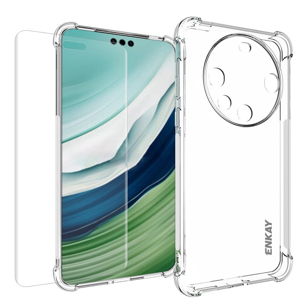 ENKAY HAT PRINCE För Huawei Mate 60 Pro Skal TPU mobilskal med 3D Böjt PET Skärmskydd