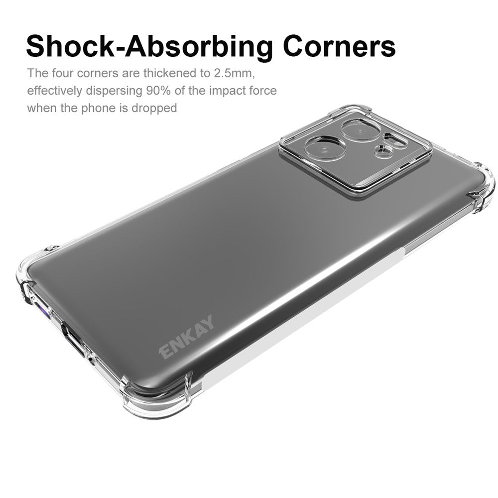 ENKAY HAT PRINCE För Xiaomi Redmi K60 Ultra / 13T / 13T Pro Skal TPU Shell Genomskinligt mobilskal med Skärmfilm