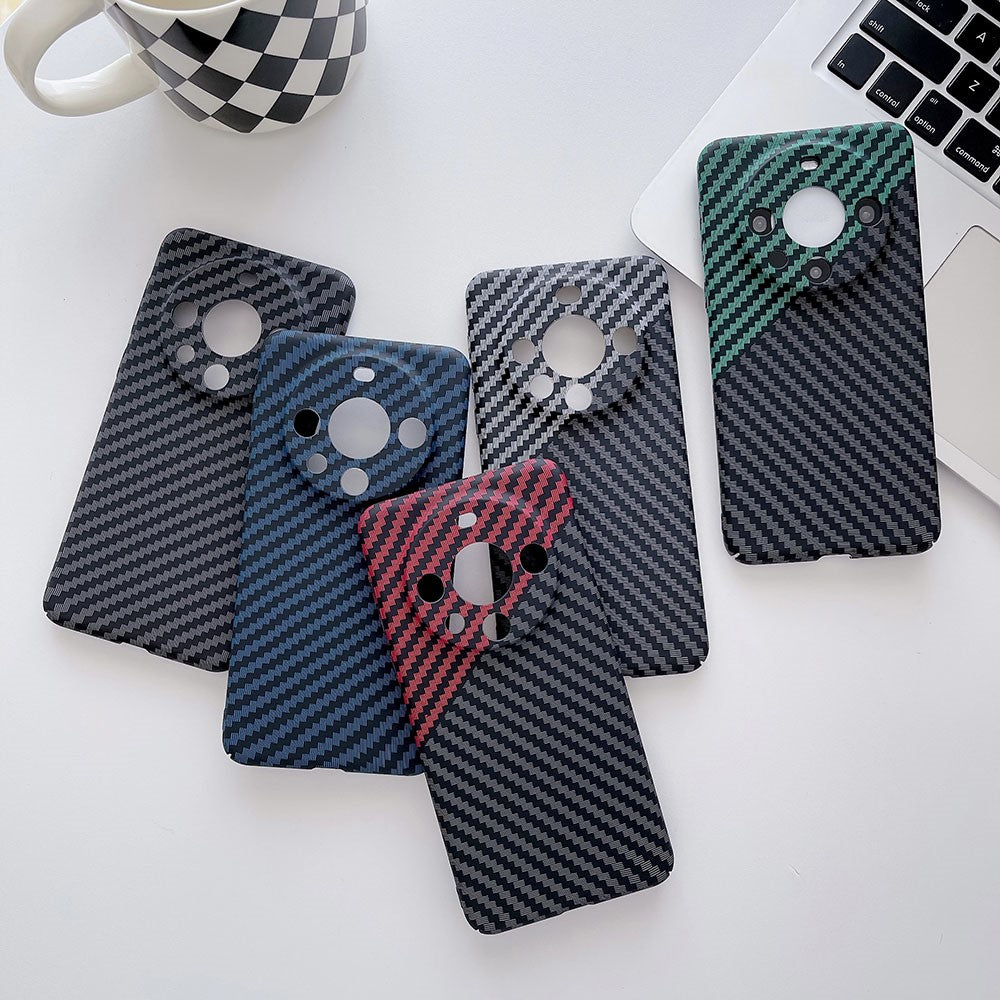 For Huawei Mate 60 Pro Case Hard PC Carbon Fiber Texture Mobile Phone Cover
