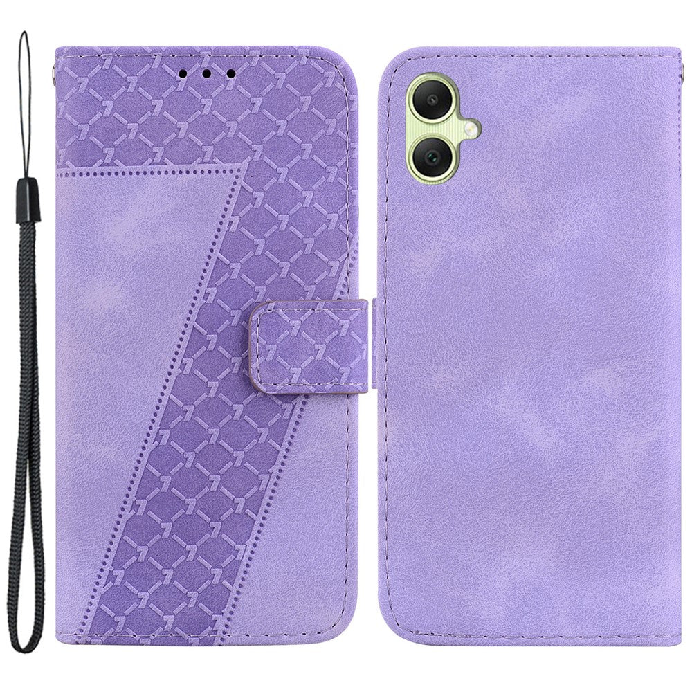 Til Samsung Galaxy A05 4G etui i PU-læder med 7-formet præget telefonstandercover