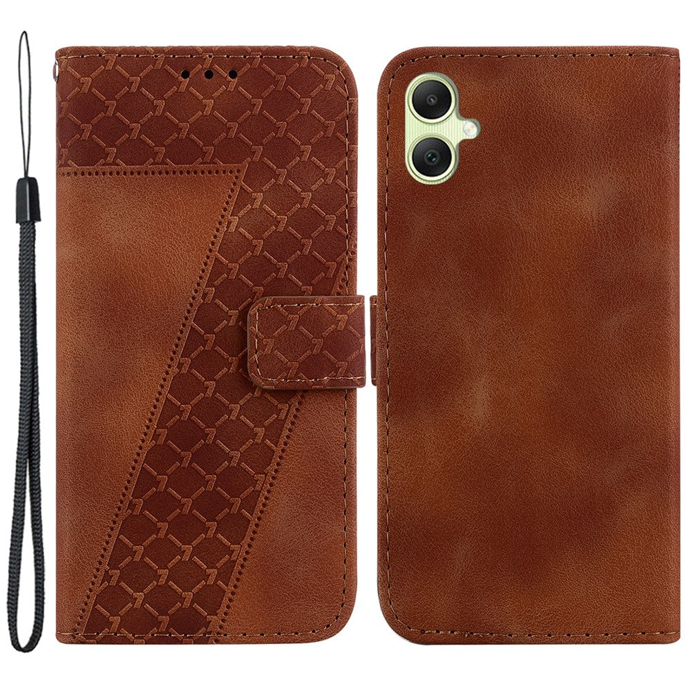 Til Samsung Galaxy A05 4G etui i PU-læder med 7-formet præget telefonstandercover
