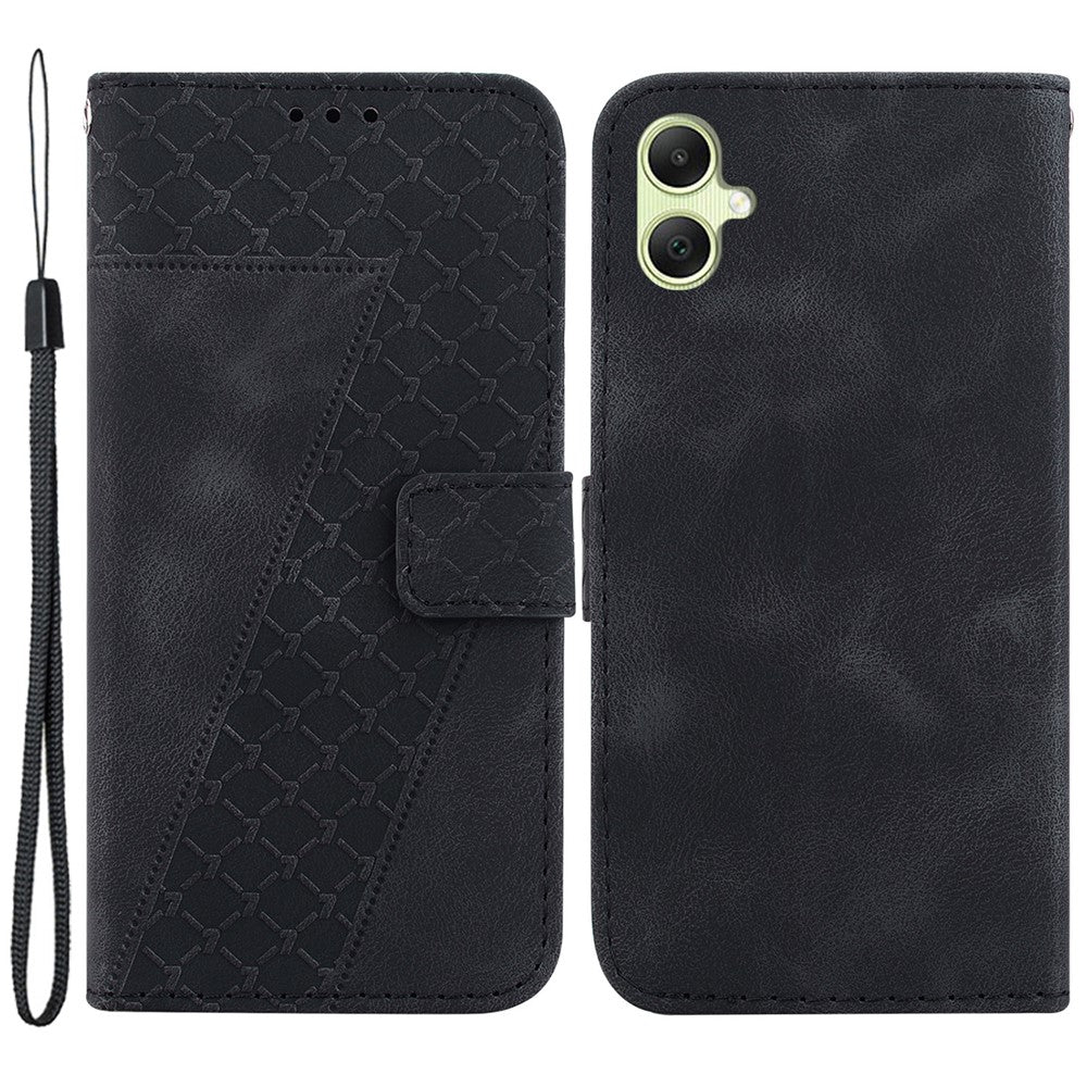 Til Samsung Galaxy A05 4G etui i PU-læder med 7-formet præget telefonstandercover