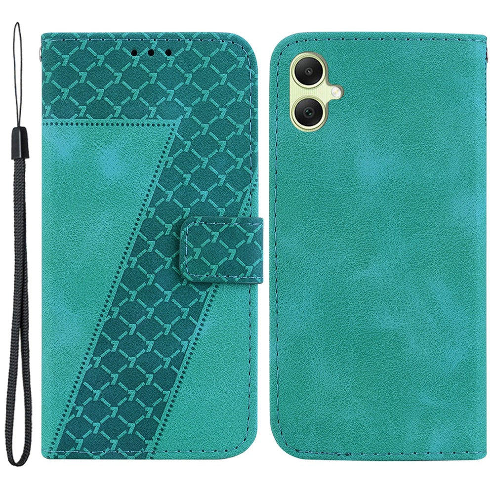 Til Samsung Galaxy A05 4G etui i PU-læder med 7-formet præget telefonstandercover