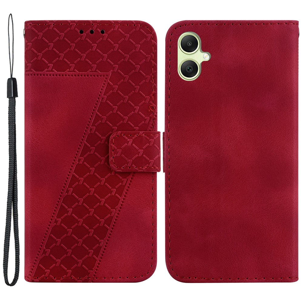 Til Samsung Galaxy A05 4G etui i PU-læder med 7-formet præget telefonstandercover