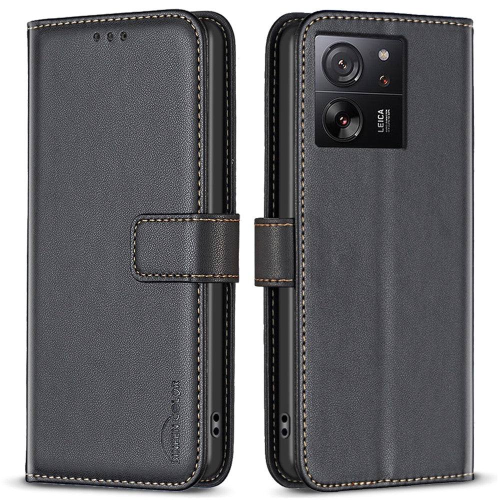 BINFEN COLOR BF17 För Xiaomi 13T Pro / 13T / Redmi K60 Ultra Plånboksfodral Läder Mobilskal med Stativ