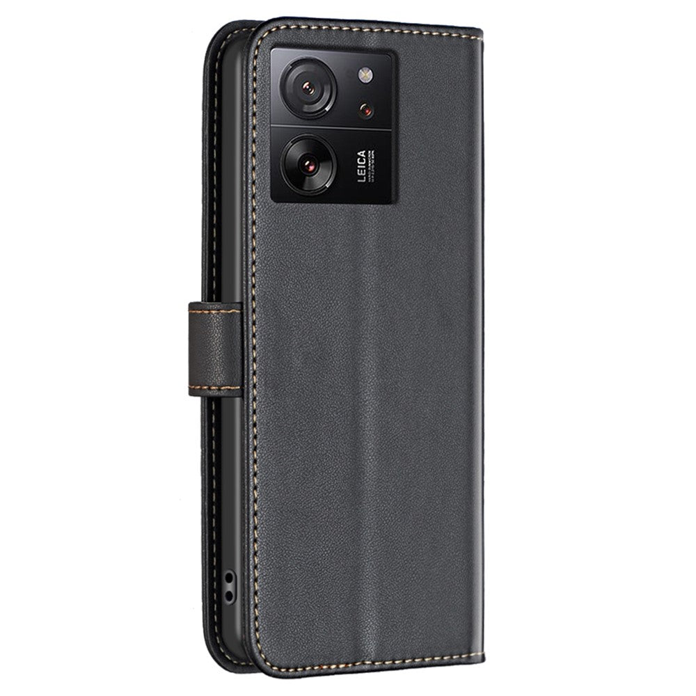 BINFEN COLOR BF17 til Xiaomi 13T Pro / 13T / Redmi K60 Ultra, tegnebogsetui i læder med mobilstativ