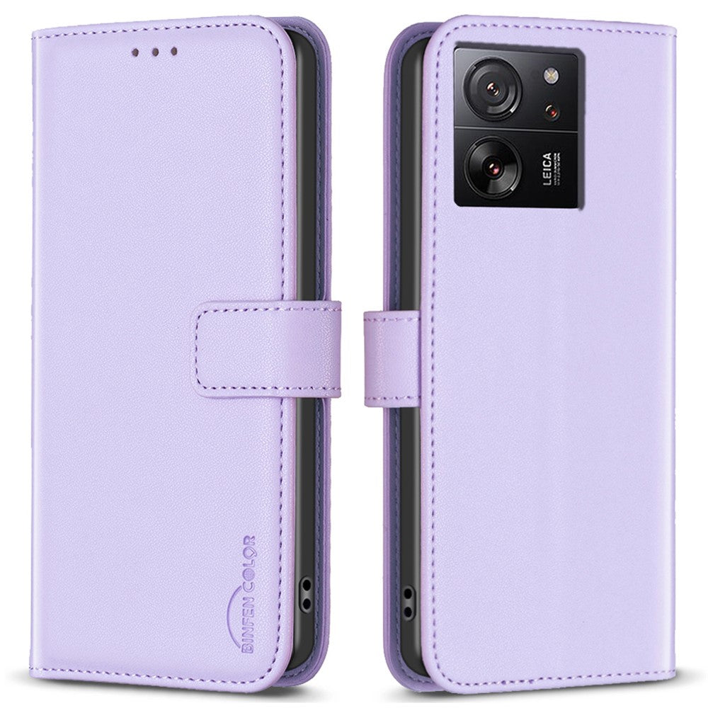 BINFEN COLOR BF17 til Xiaomi 13T Pro / 13T / Redmi K60 Ultra, tegnebogsetui i læder med mobilstativ
