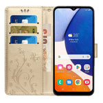 Til Samsung Galaxy A15 4G Lædercover Sommerfugl Præg Pung Cover
