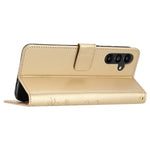 Til Samsung Galaxy A15 4G Lædercover Sommerfugl Præg Pung Cover