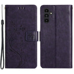 Til Samsung Galaxy A15 4G Lædercover Sommerfugl Præg Pung Cover