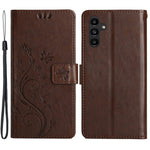 Til Samsung Galaxy A15 4G Lædercover Sommerfugl Præg Pung Cover