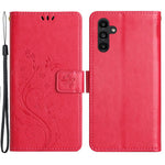 Til Samsung Galaxy A15 4G Lædercover Sommerfugl Præg Pung Cover