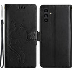 Til Samsung Galaxy A15 4G Lædercover Sommerfugl Præg Pung Cover